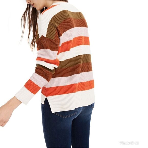 Madewell Patch Pocket Crewneck Striped Pullover Sweater in Walton Stripe J8781 - Picture 2 of 8